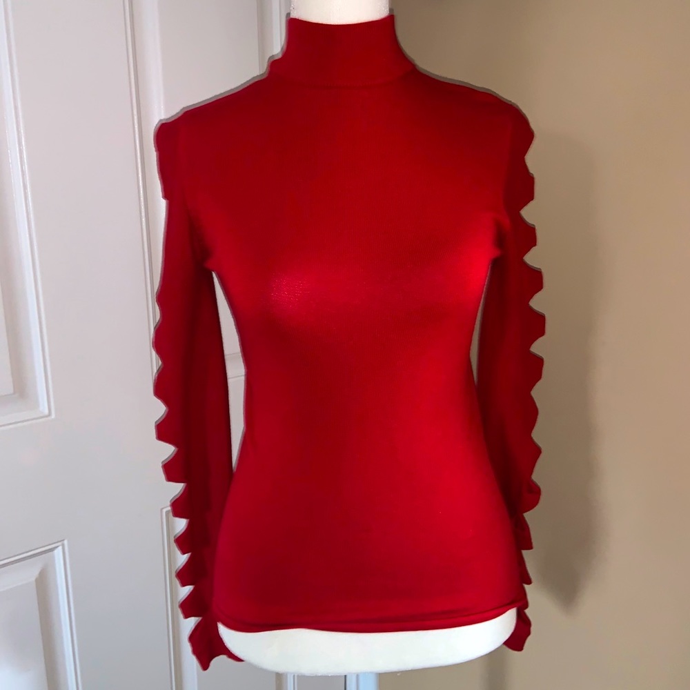 Mock neck sweater.